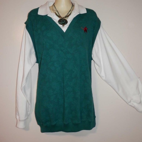 Blast L Top Layered Look Hunter Green White A021 - Picture 1 of 11